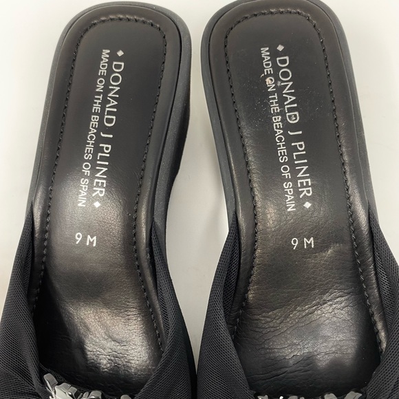 NWOB Donald J Pliner Black Stretch Wedge Sandals. Floral Center. Sz 9 - Picture 4 of 8